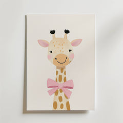 Giraffe with Pink Bow Poster