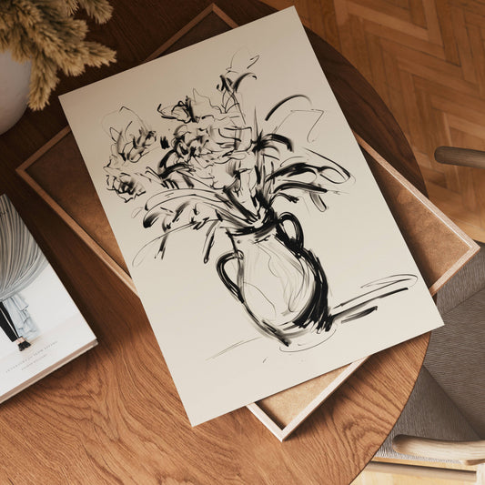 Monochrome Bouquet Poster