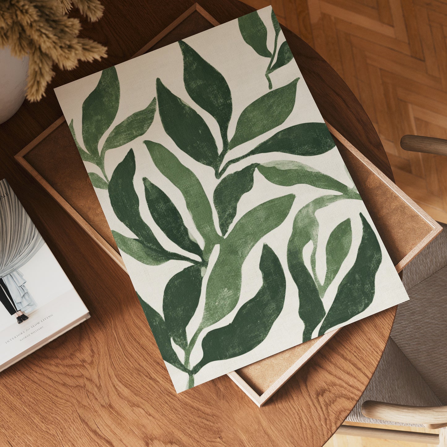 Grønne botaniske blade plakat