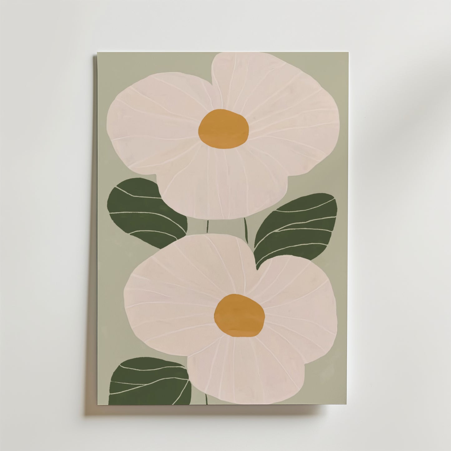 Minimalist green leaves Poster