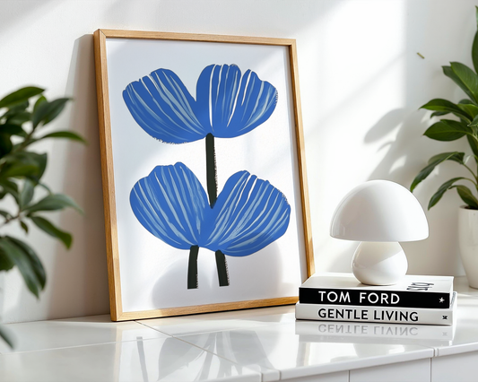 Blue floral Poster
