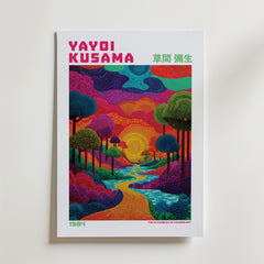 Yayoi Kusama Dotted Sunset River 1984 Poster