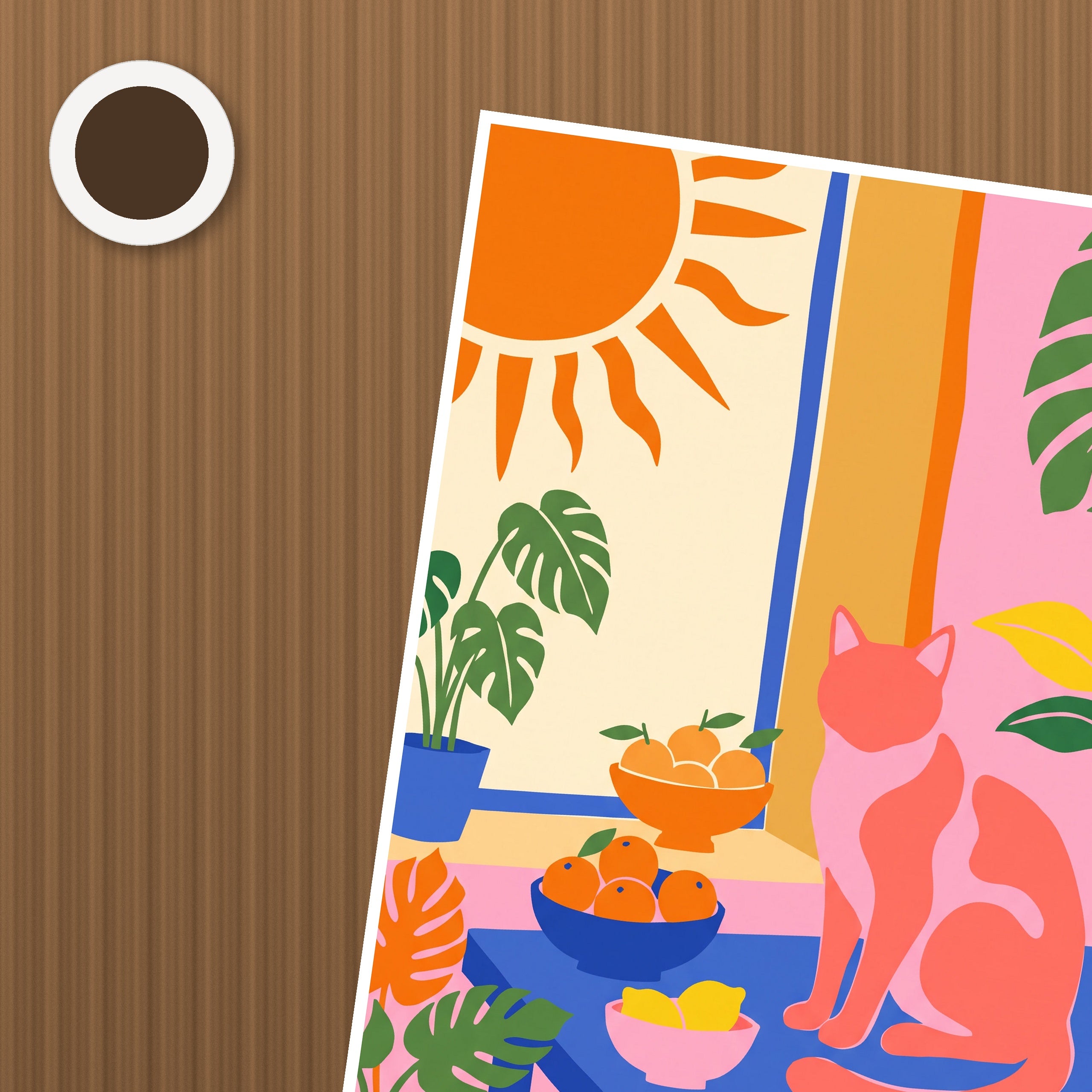 Matisse Kitchen Cat Poster – närbild på papper