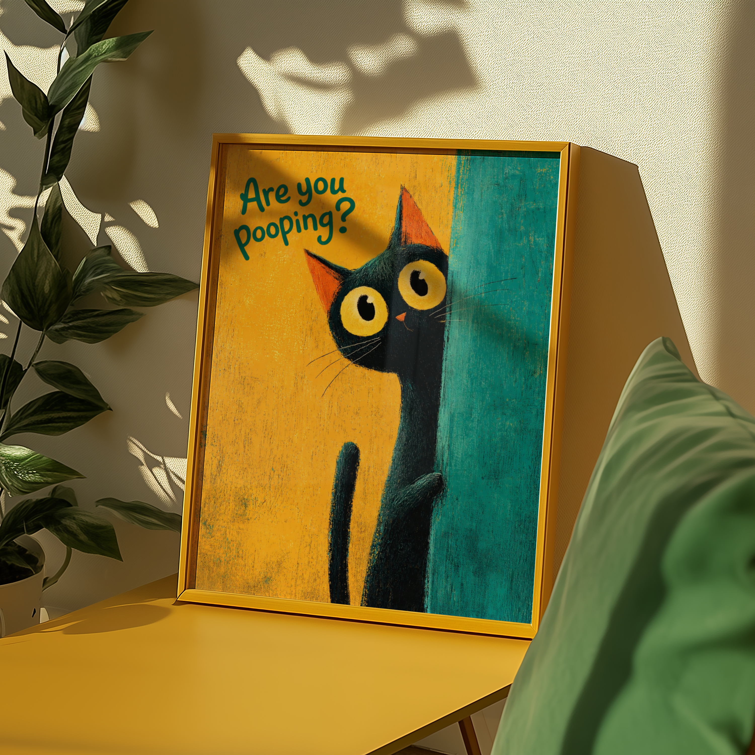 Bathroom Inspector Cat Poster