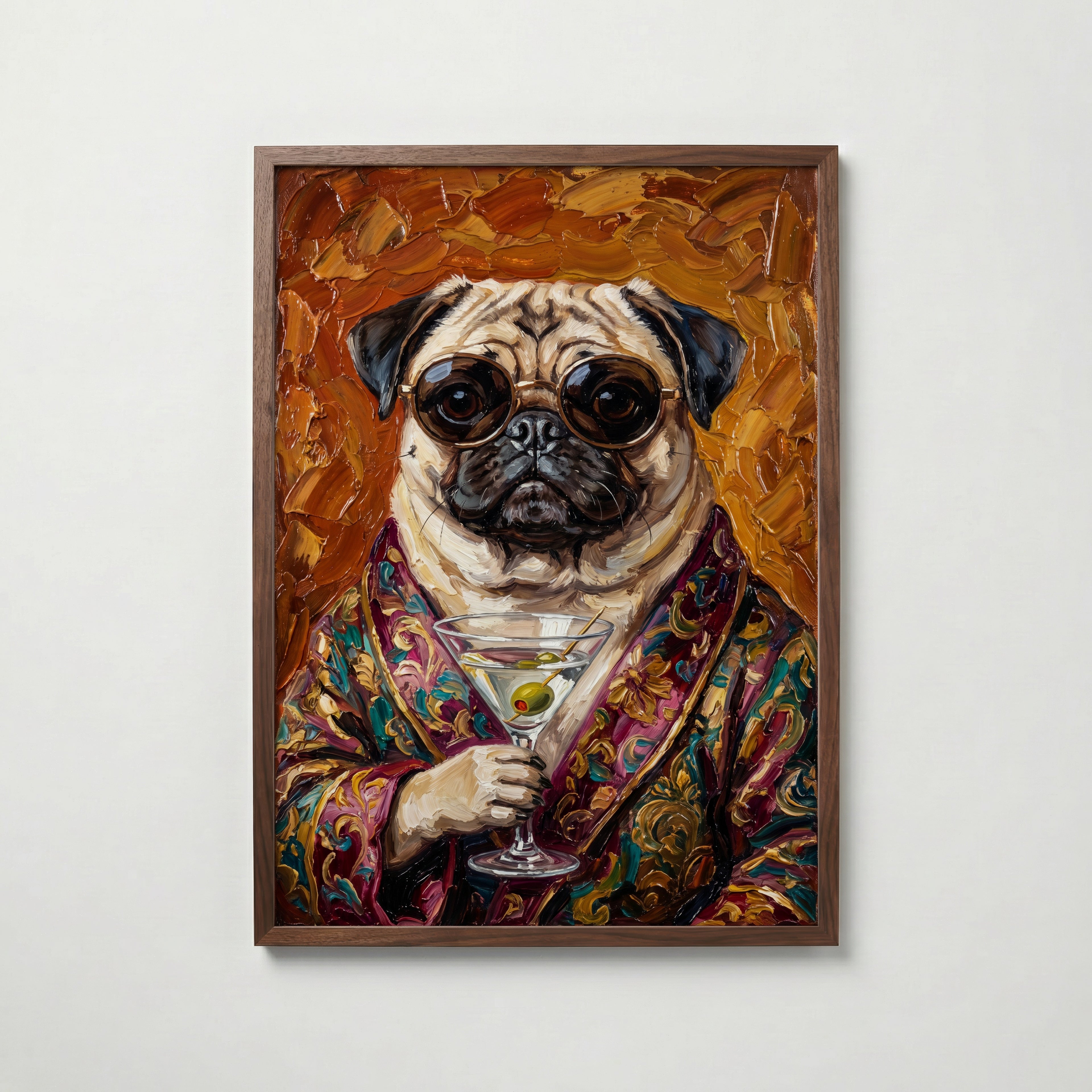 Martini Pug Poster – valnötsram