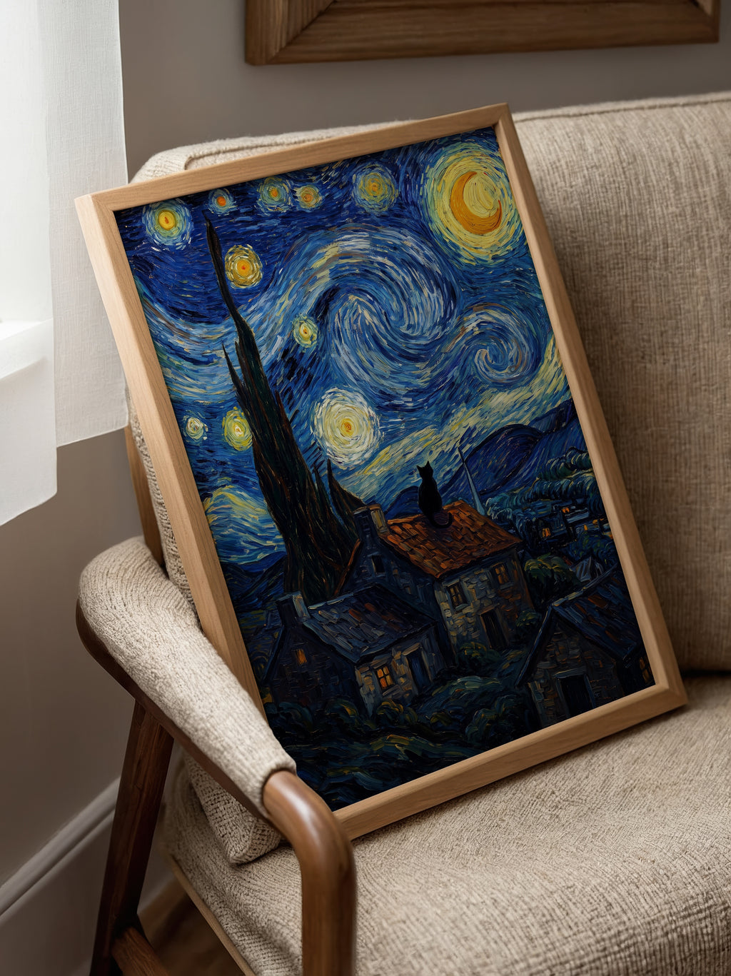 Starry Night Cat Poster – i rum 1