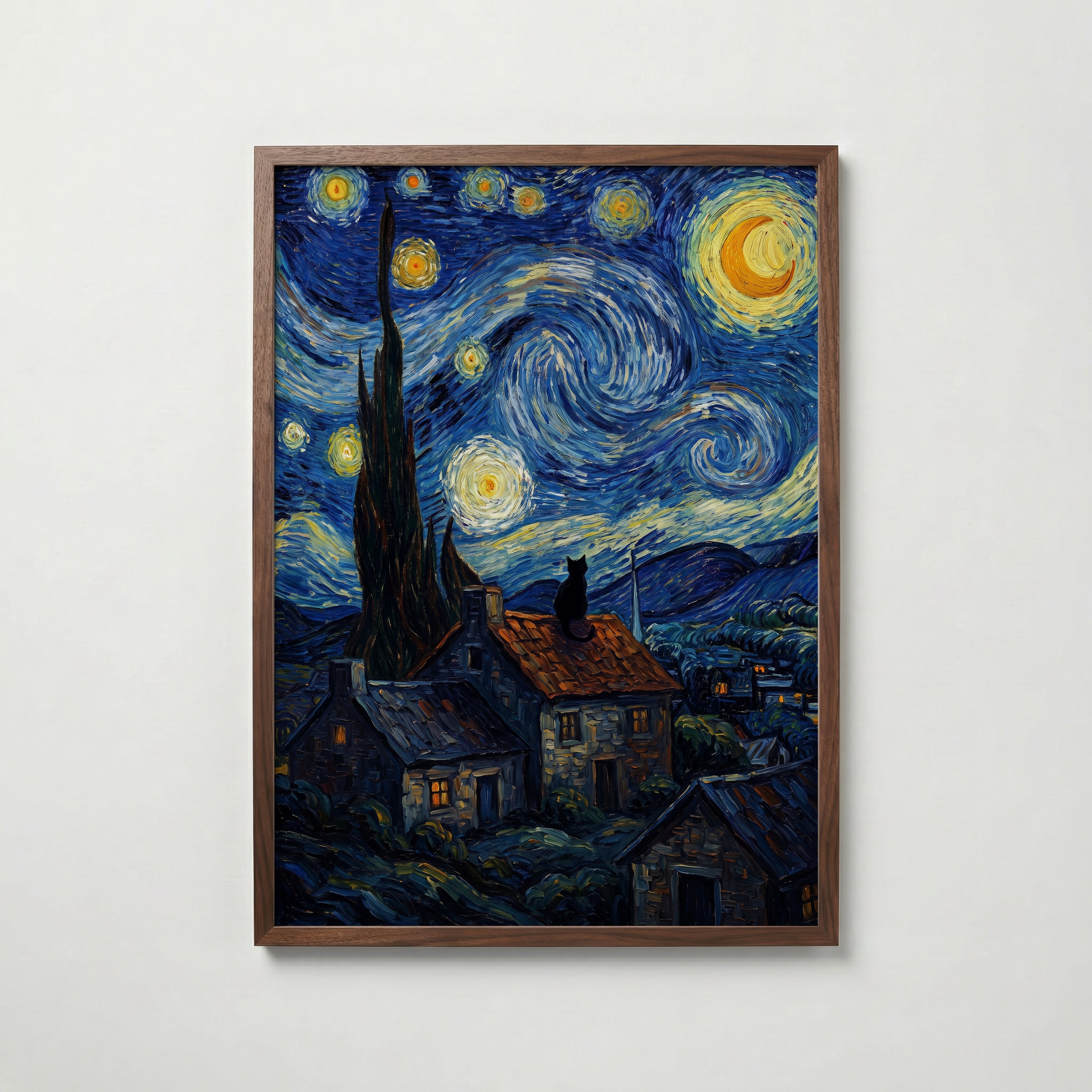 Starry Night Cat Poster – valnötsram