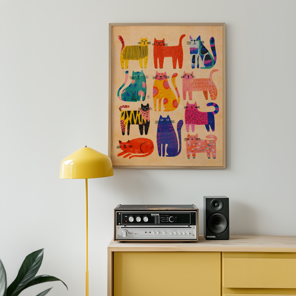 Colorful Cat Parade Poster