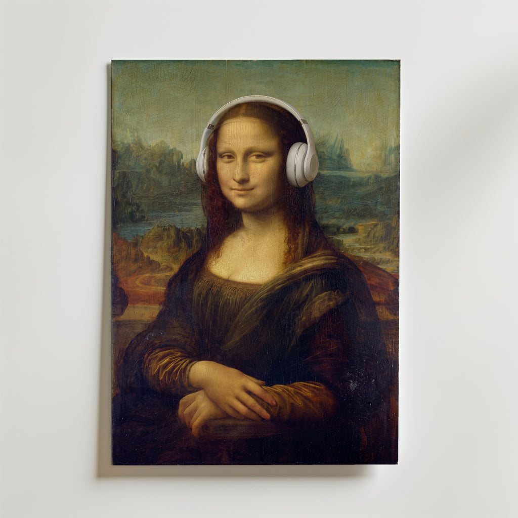 Mona Lisa Headphones Poster – canvas utan passepartout