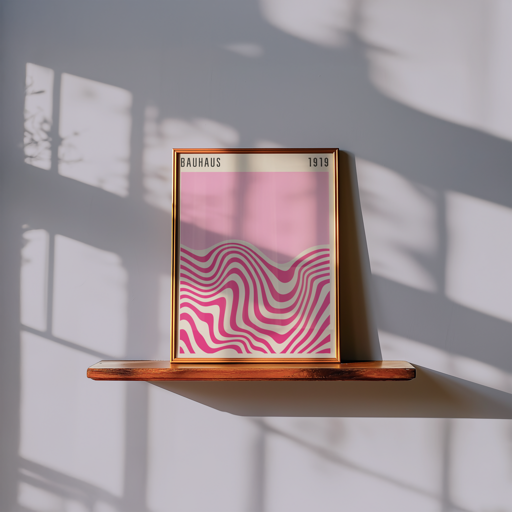 Bauhaus Pink Waves No.2 Poster