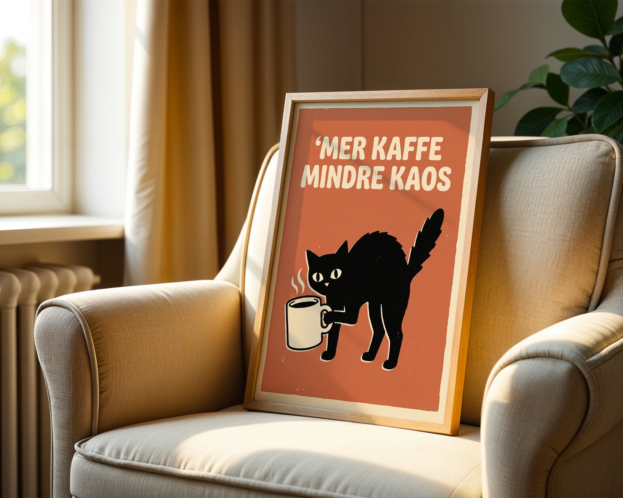 Mer Kaffe Mindre Kaos Poster – i rum 1