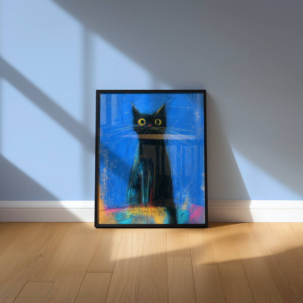 Midnight Whisker Gaze Poster