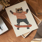 Cool Bear on Skateboard Poster