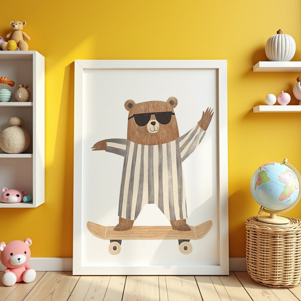 Skater Bear Poster