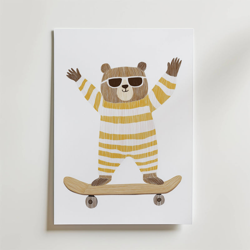 Sunny Skater Bear Poster