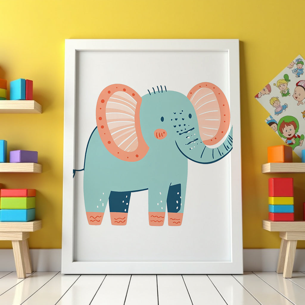 Peachy Elephant Poster