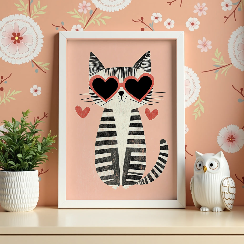 Heart Eyes Cat Poster
