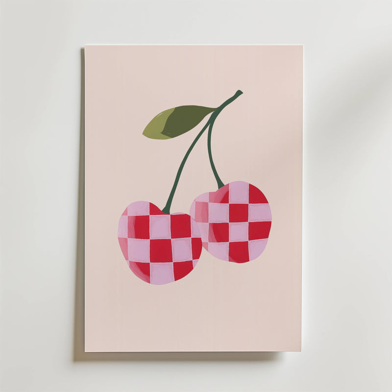 Checkered Cherry Poster