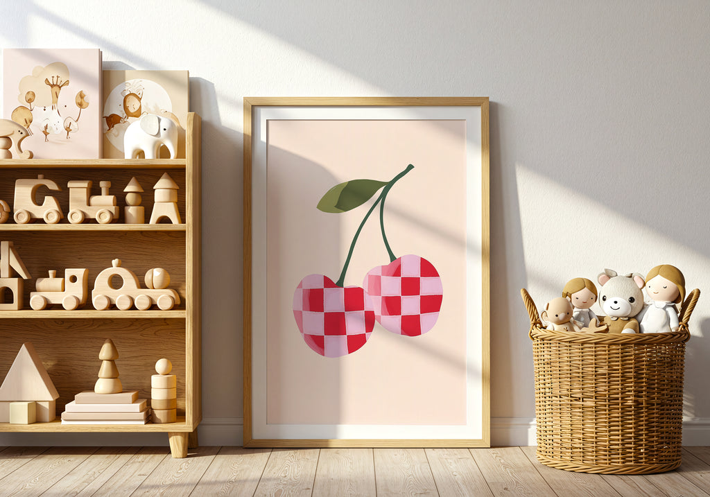 Checkered Cherry Poster