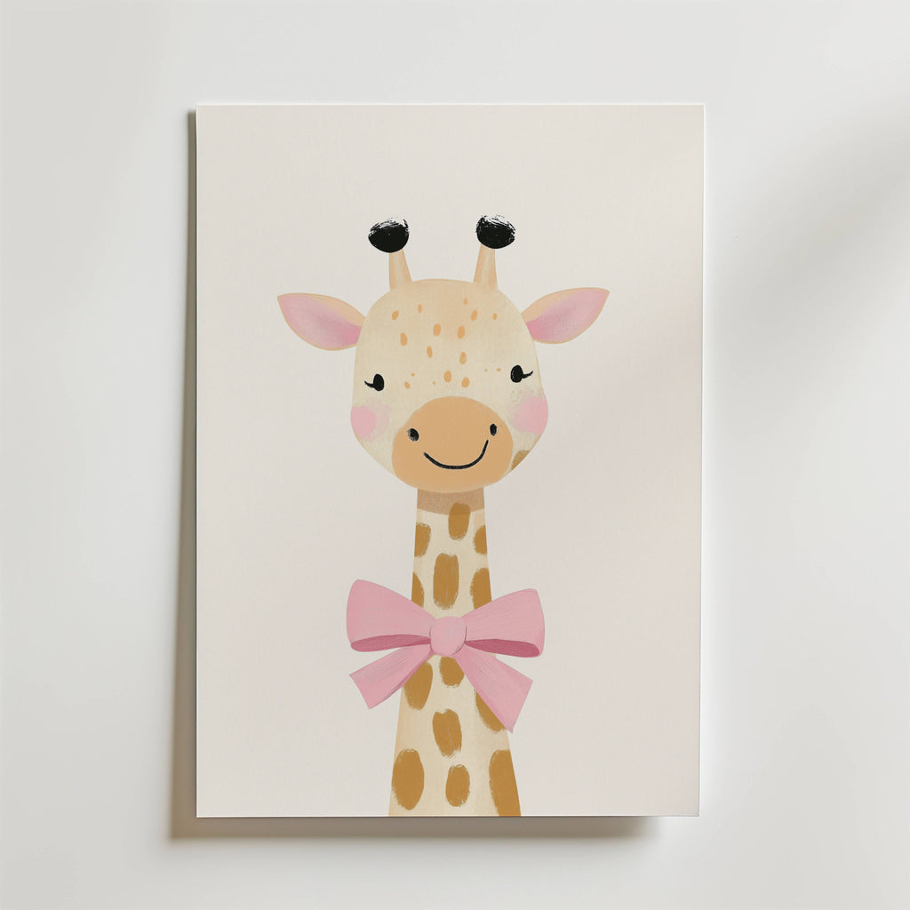 Giraffe with Pink Bow Poster