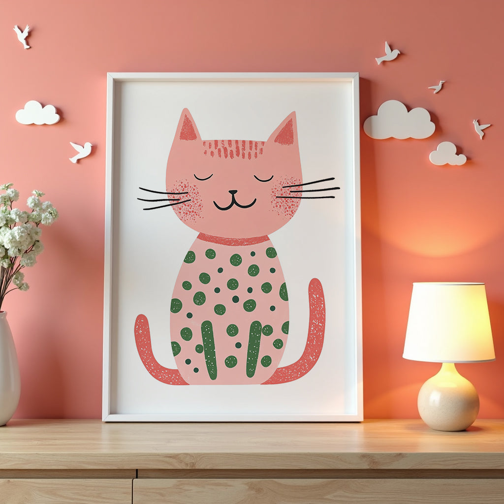 Pink Cat Poster