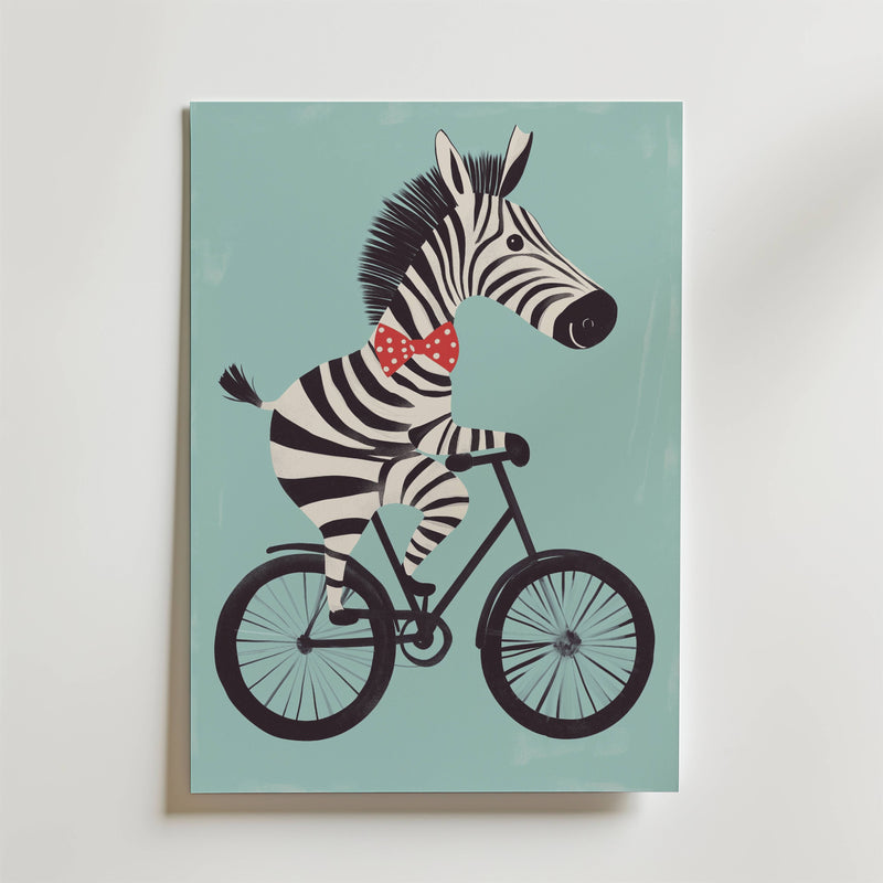 Zebra on a Bike Poster
