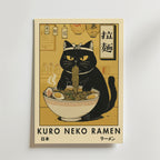 Kuro Neko Ramen Cat Poster