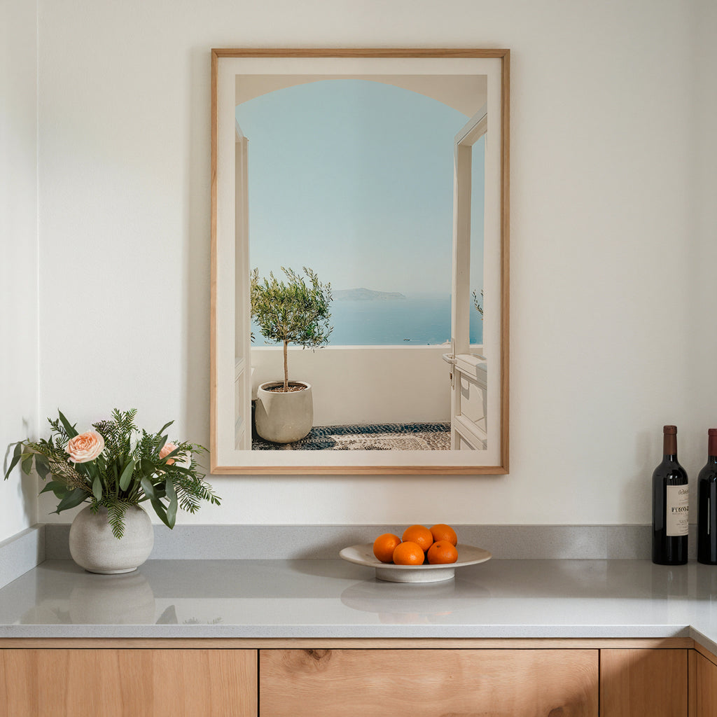 Santorini Balcony Calm Poster
