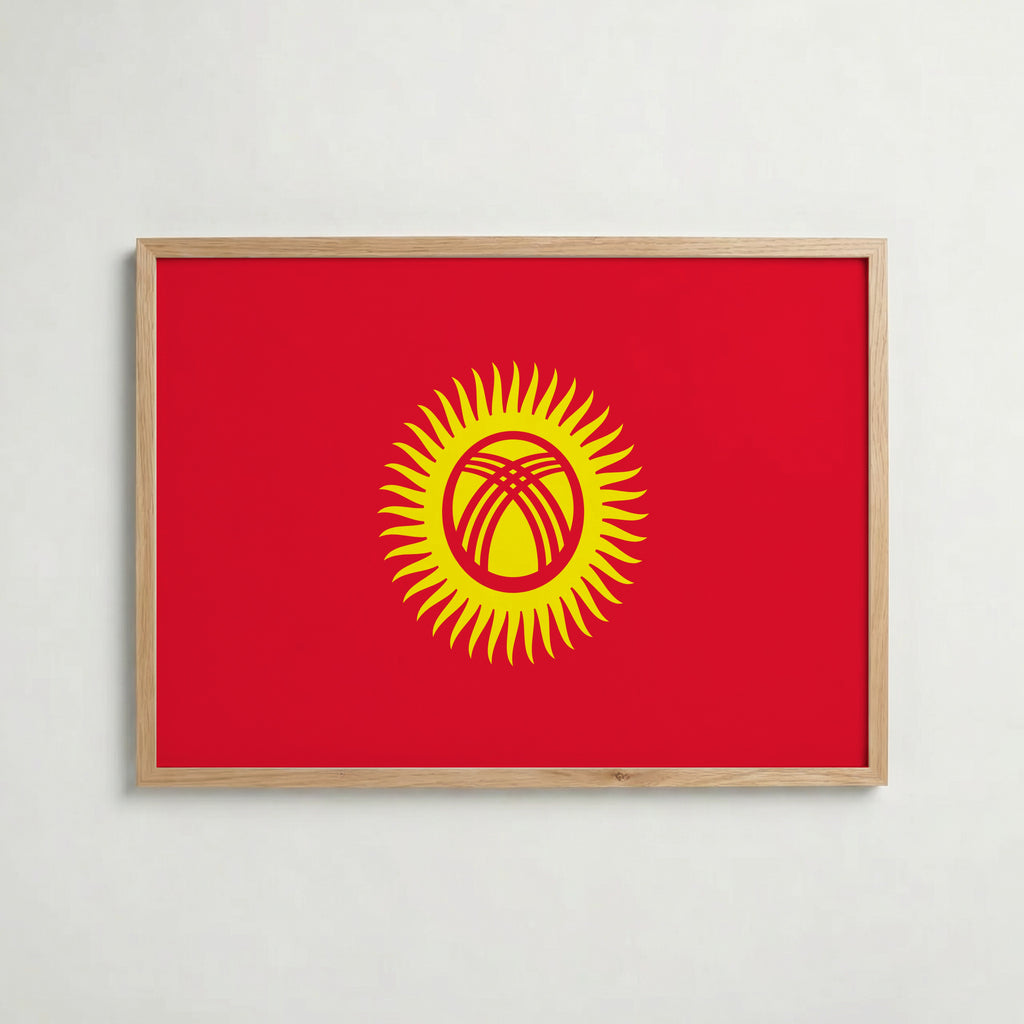 Kyrgyzstan National Flag Poster – poster väggdekoration inredning – Affischer hos Bozetto