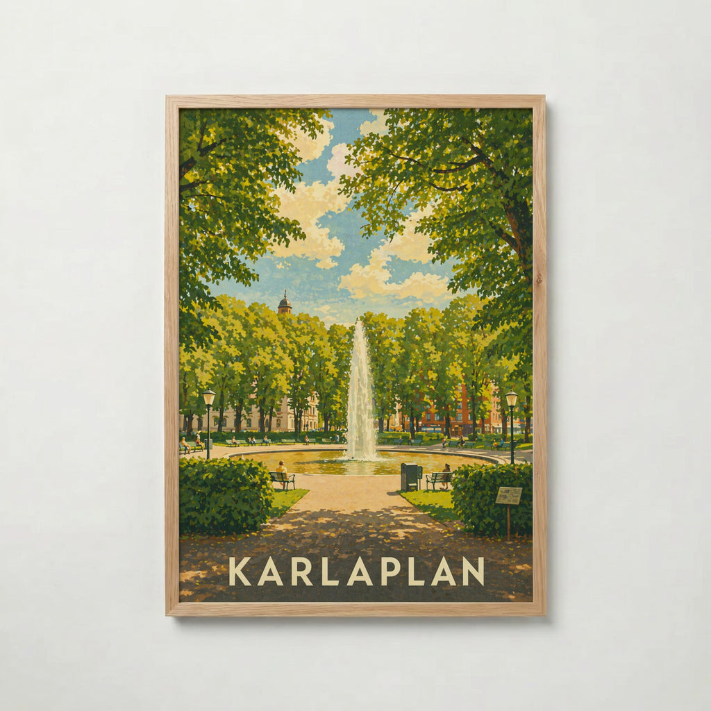 Karlaplan Stockholm Poster i ekram – inramad konsttryck för stilren inredning hos Bozetto