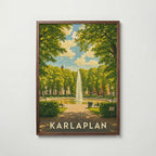 Karlaplan Stockholm Poster i valnötsram – varm konstaffisch för hemmet från Bozetto