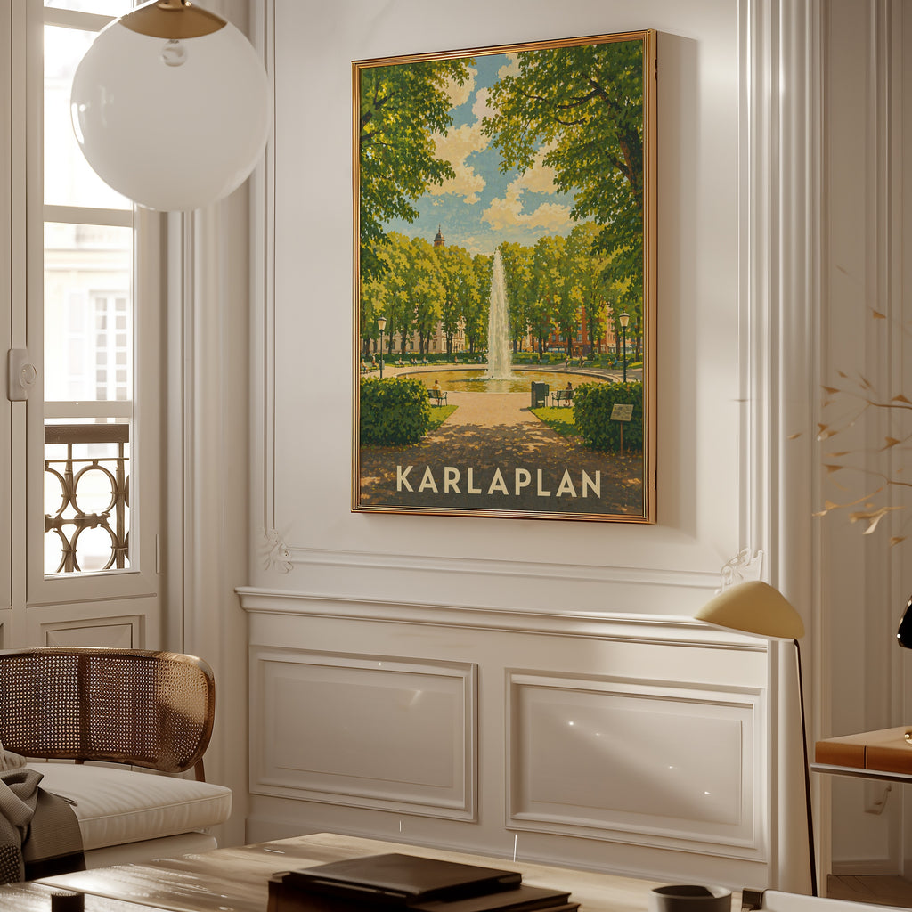 Karlaplan Stockholm Poster i ljust vardagsrum – klassisk konst som väggdekor från Bozetto