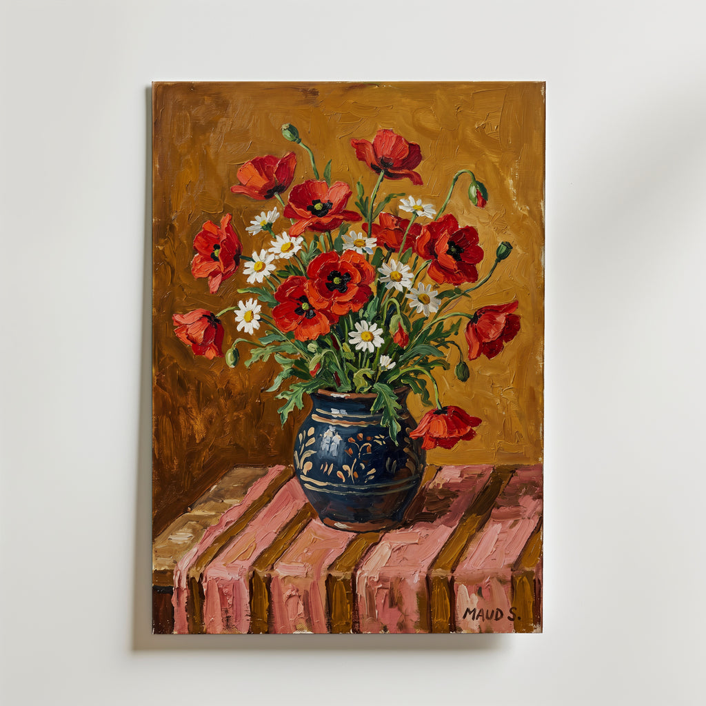 Vallmo Stilleben Poster – canvas utan passepartout