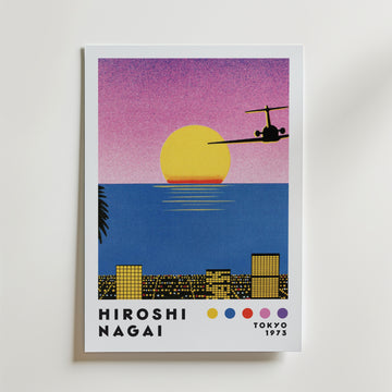 Mockup av Hiroshi Nagai Sunset affisch på vägg – köp enkelt hos Bozetto i hög kvalitet