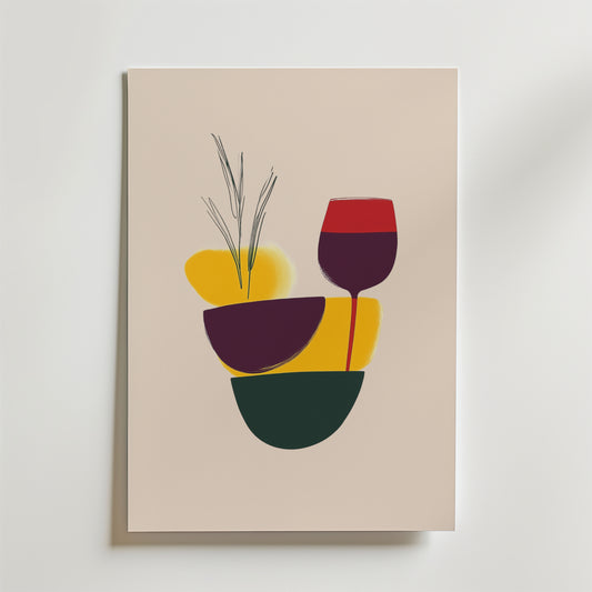 Stacked Wine & Shapes Poster