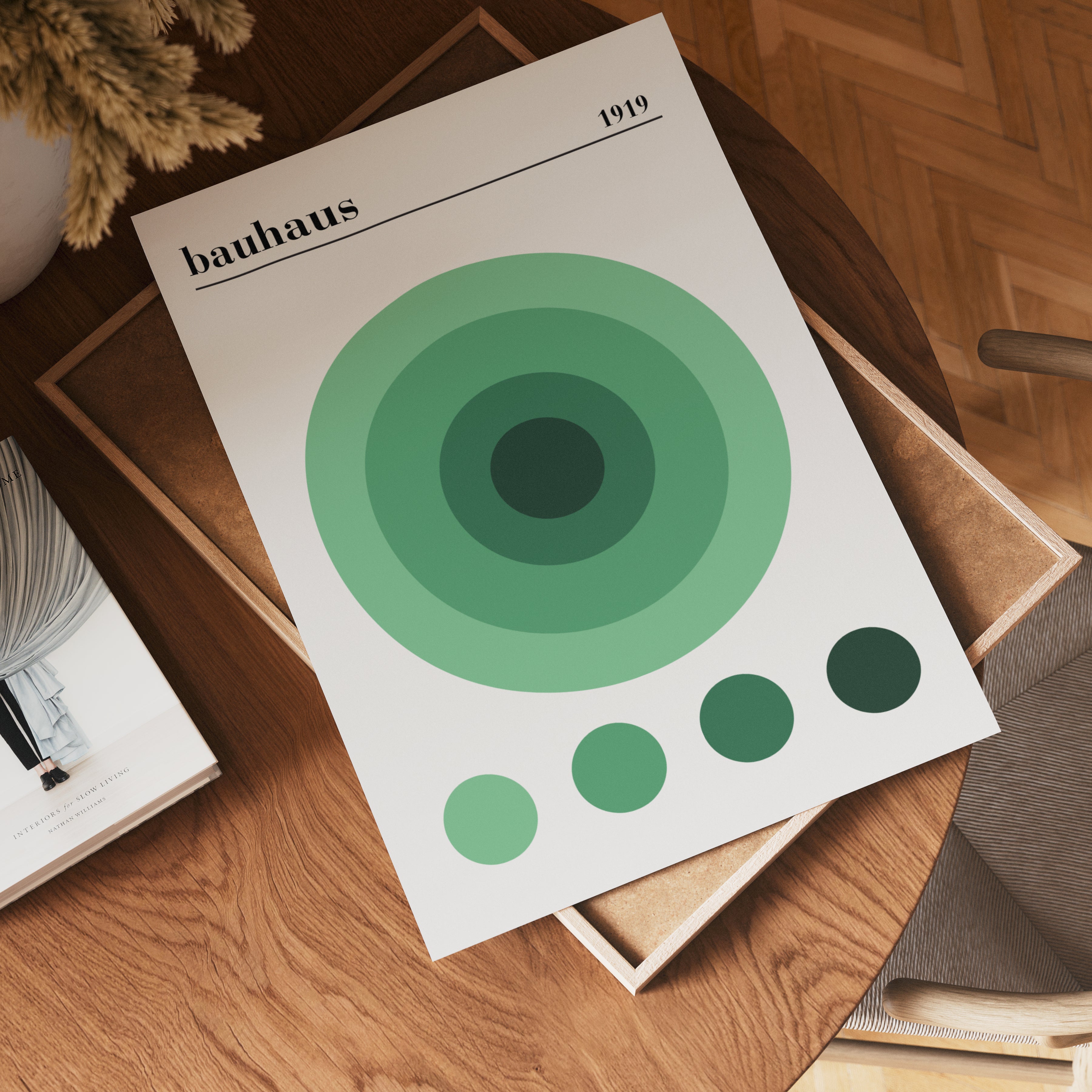 Bauhaus Green Circles Poster