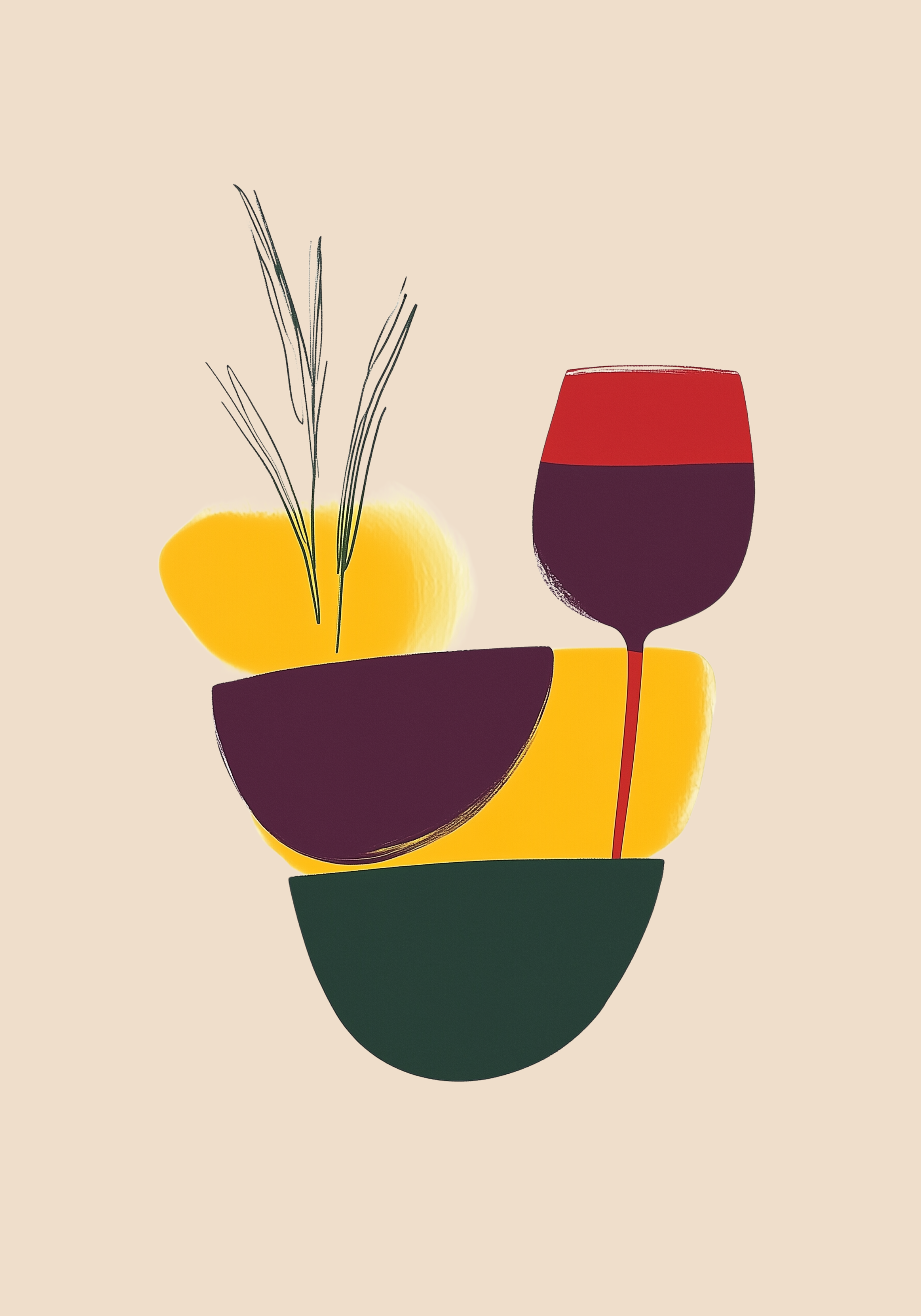 Stacked Wine & Shapes Poster
