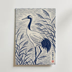 Blue Crane Linocut Poster – canvas utan passepartout