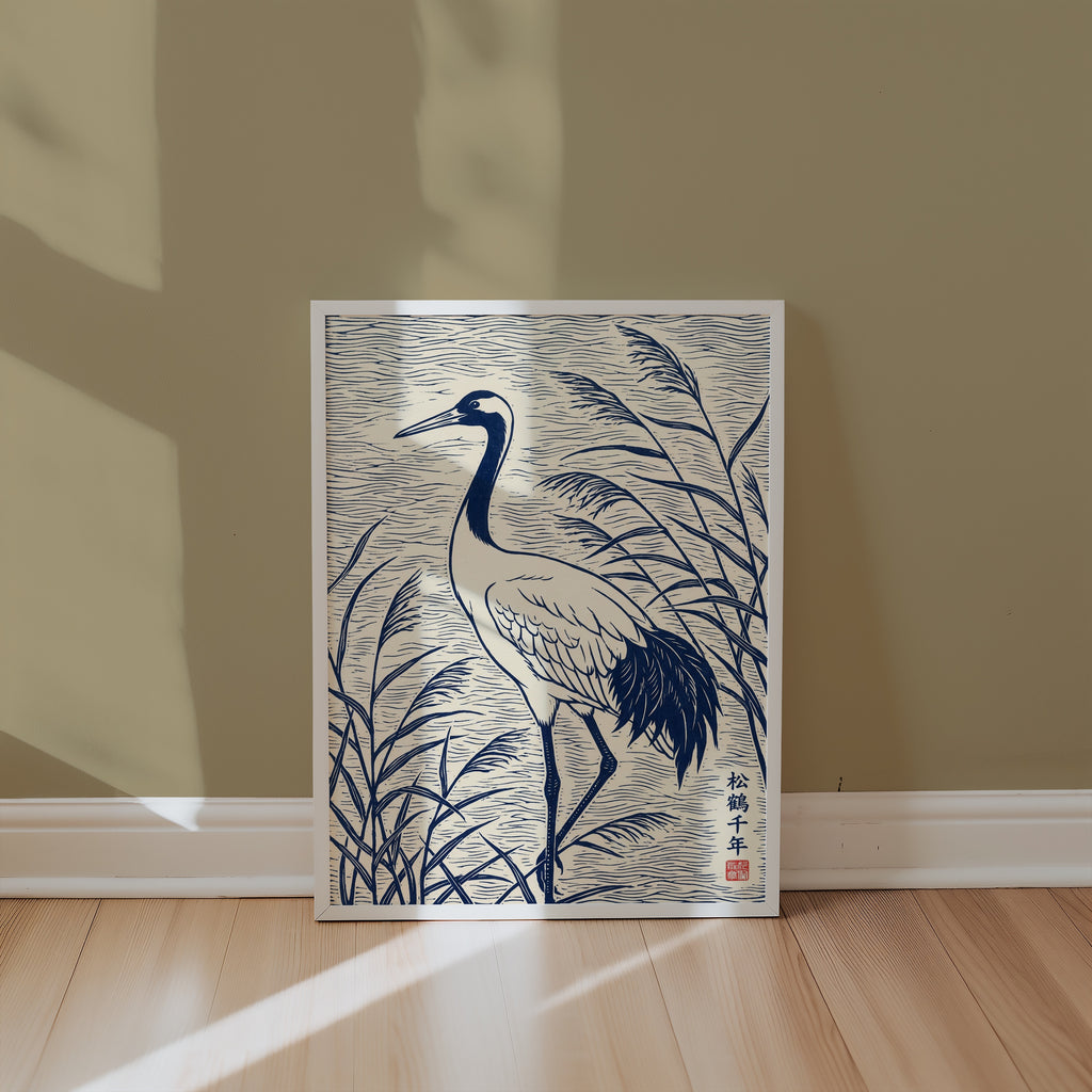 Blue Crane Linocut Poster – i rum 4