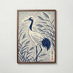 Blue Crane Linocut Poster – valnötsram