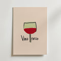 Bozetto Vino Rosso Poster föreställer ett handritat glas rött vin ovanför "Vino rosso" på premiumpapper - en minimalistisk och elegant inredningsdetalj för alla rum.