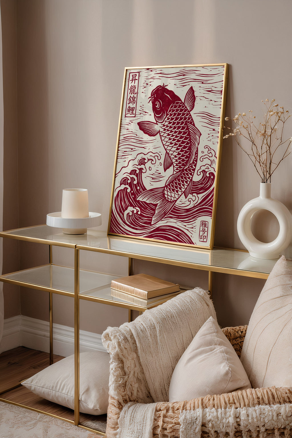 Red Koi Linocut Poster – i rum 3