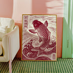 Red Koi Linocut Poster – i rum 5