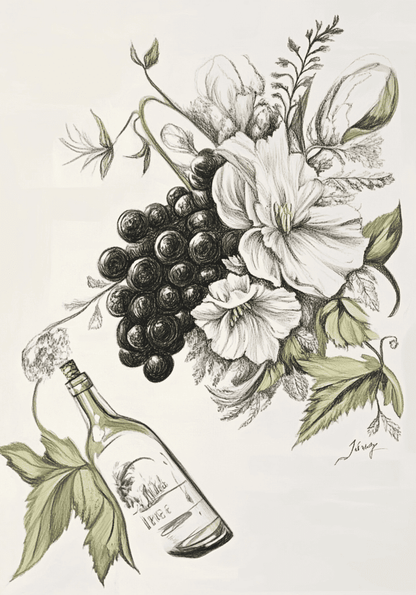 Vintage Grape And Floral Poster