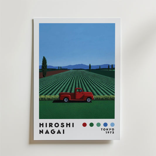 Hiroshi Nagai Red Pickup Field Poster