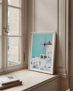 Santorini Windmill Poster