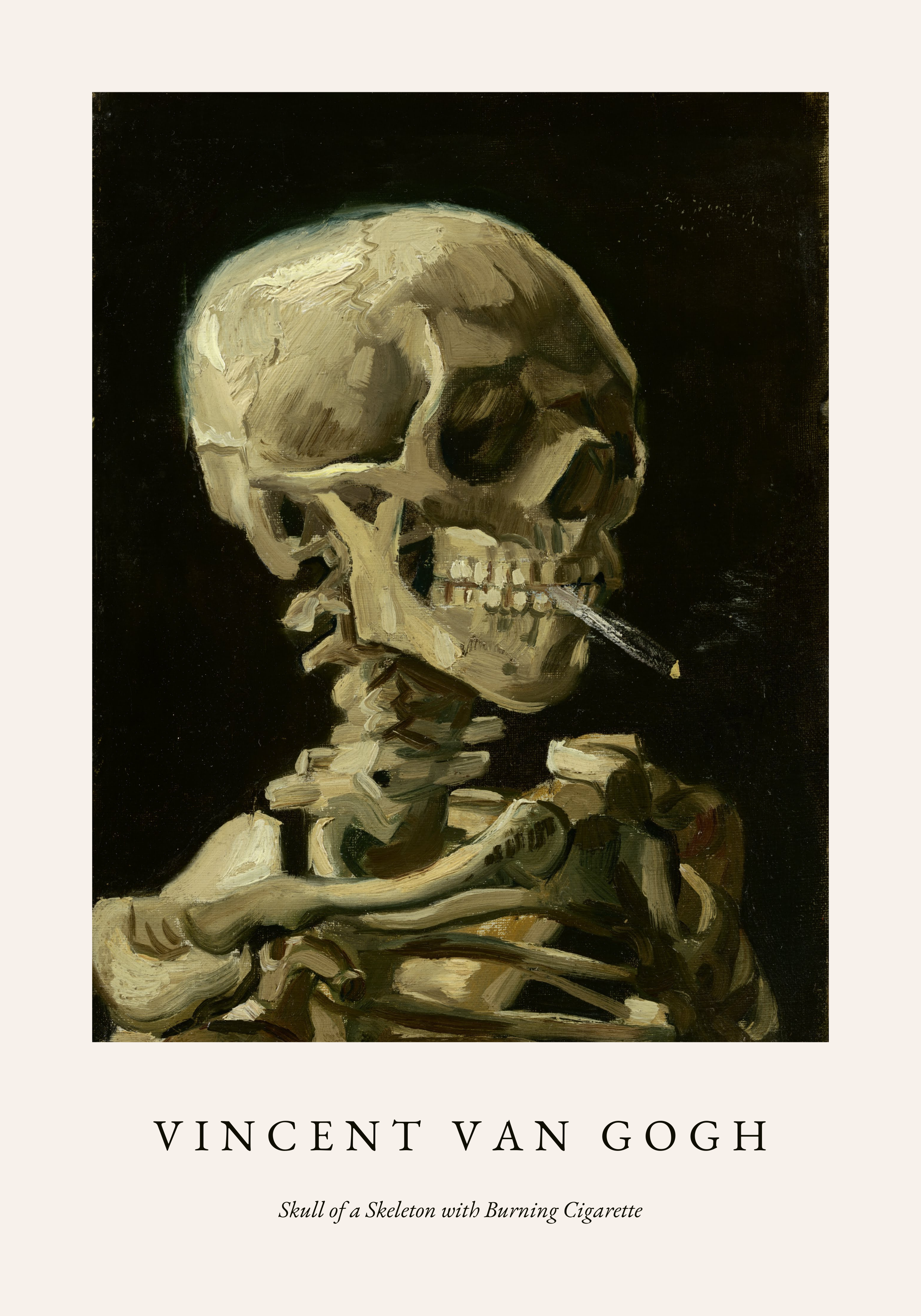 Van Gogh Skeleton With Burning Cigarette Poster