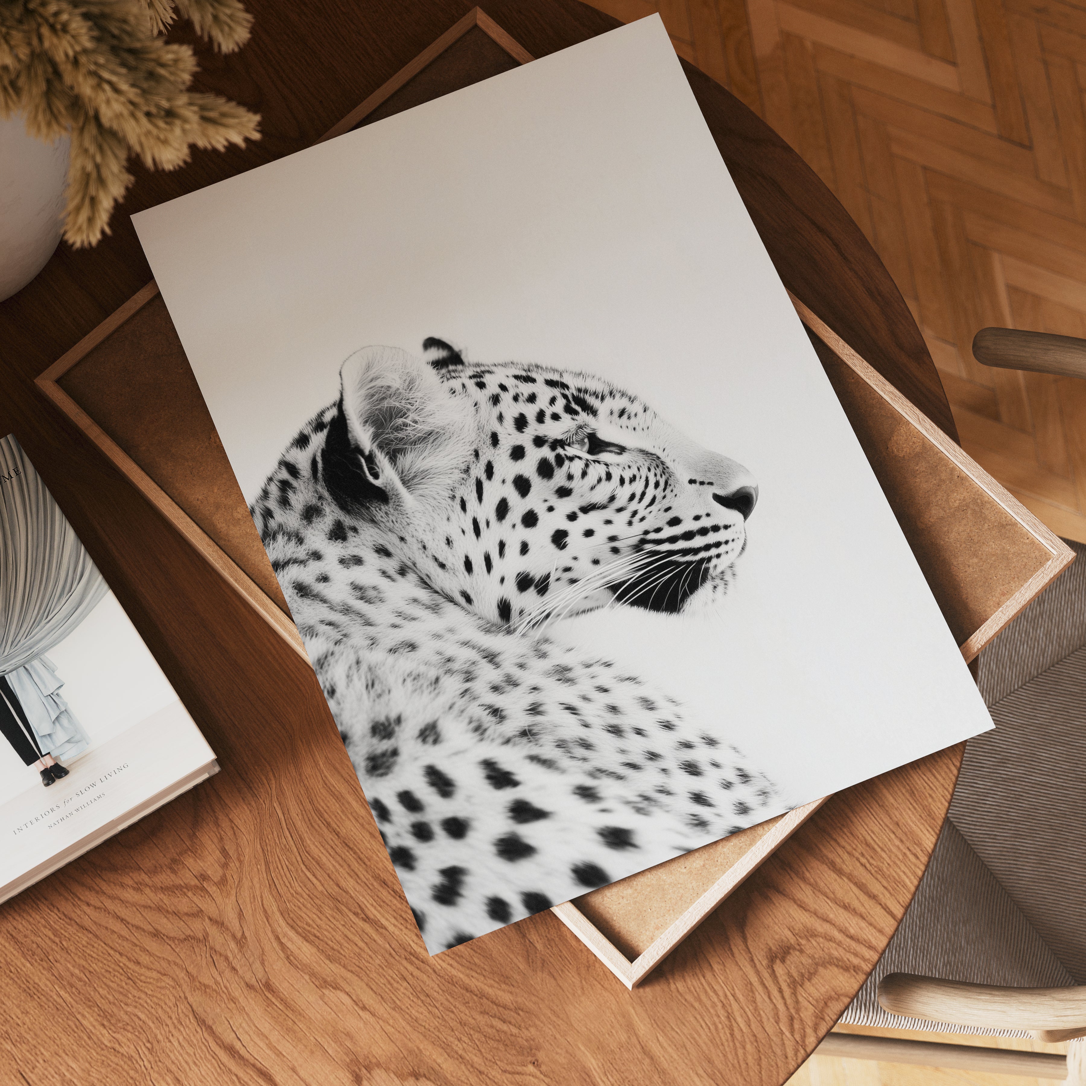 Black and White Leopard Poster