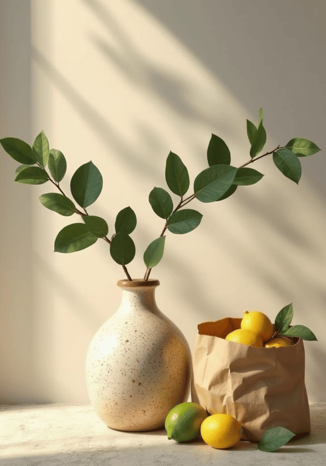Keramikvase med citron og kærlighed plakat