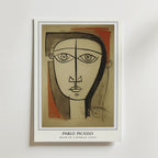 Picasso Neutral Toned Face Poster från Bozetto har ett stiliserat kvinnoansikte i svarta linjer och geometriska former i neutrala toner - perfekt som en minimalistisk poster för moderna interiörer.